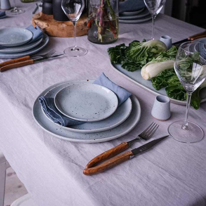 Formal three piece dinner ware setting handmade by Palinopsia Ceramics a boutique ceramics store in Newcastle