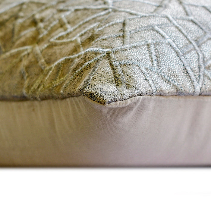 Metallic Mosaic - Silver & Gray Jacquard Throw Pillow Cover