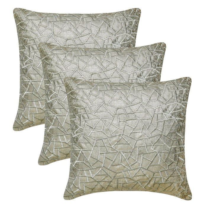Metallic Mosaic - Silver & Gray Jacquard Throw Pillow Cover