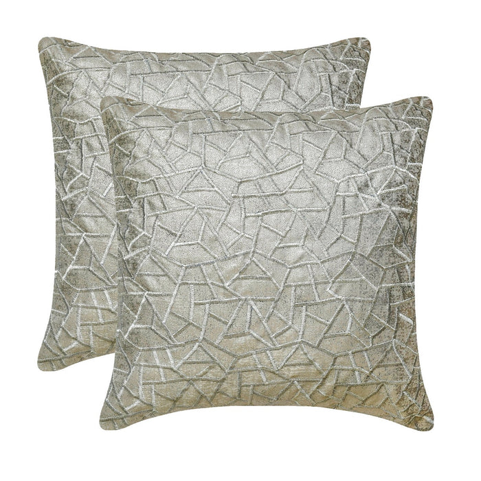 Metallic Mosaic - Silver & Gray Jacquard Throw Pillow Cover