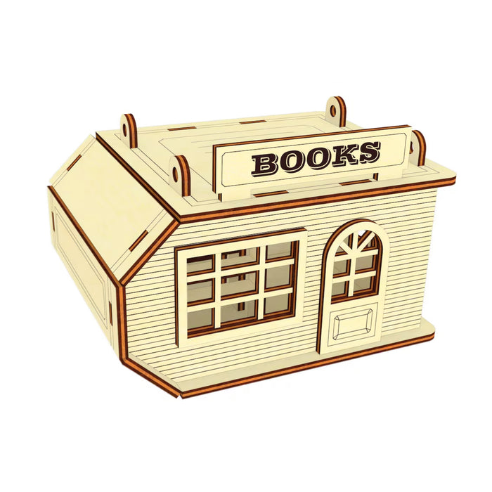 Miniature Book Store in the Shape of Book with Hanging Holes