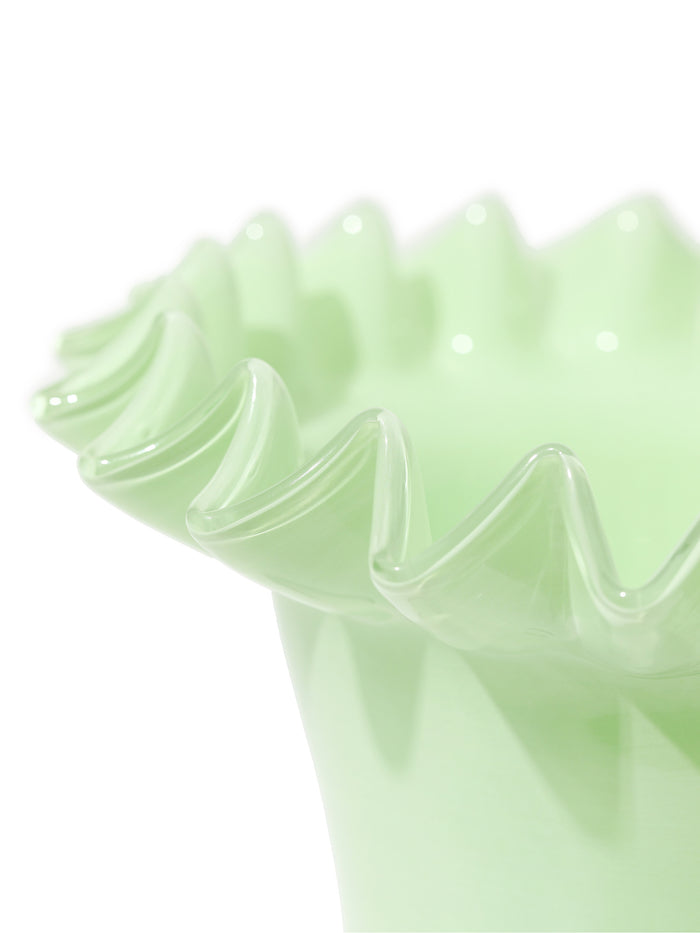 Mint Mist Ruffled Vase, Medium
