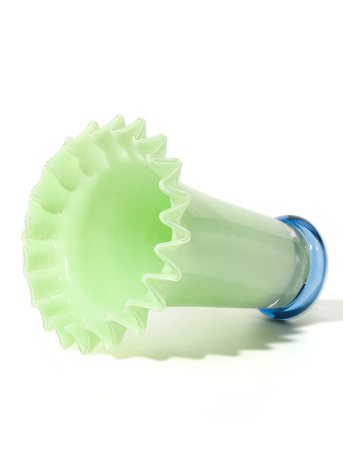 Mint Mist Ruffled Vase, Medium