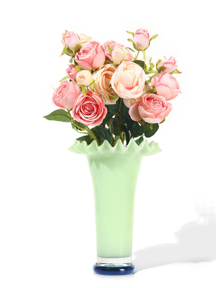 Mint Mist Ruffled Vase, Tall
