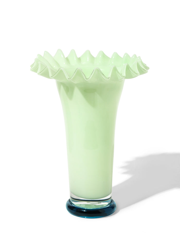 Mint Mist Ruffled Vase, Tall
