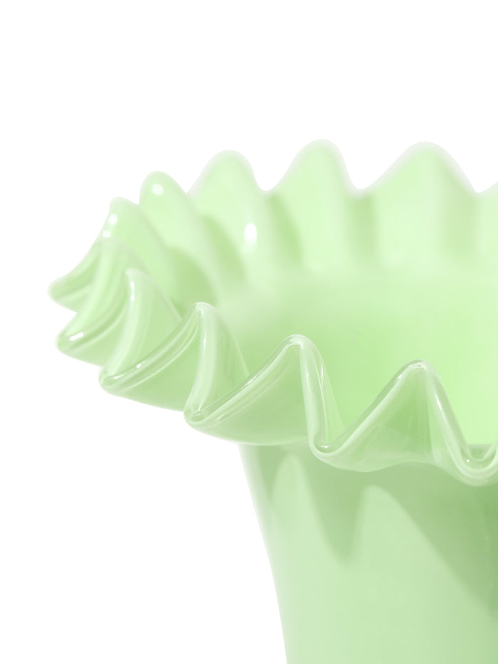 Mint Mist Ruffled Vase, Tall