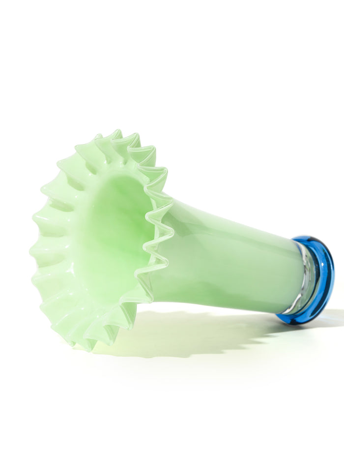 Mint Mist Ruffled Vase, Tall