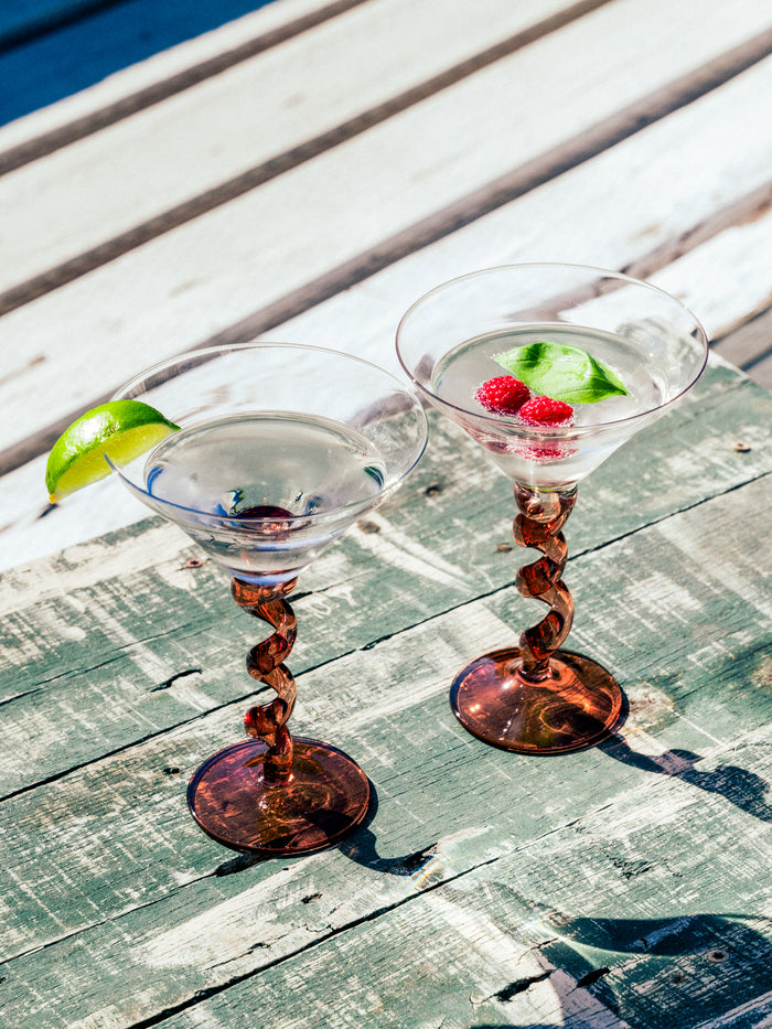 Mocha Spiral Stem Martini Glass