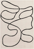 Modern Contemporary Ivory and Black Free lines design Area Rug - The Rug Decor