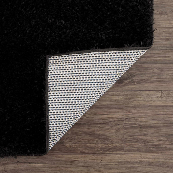 Modern Solid Black Plush Pile Moroccan Style Washable Area Rug - The Rug Decor