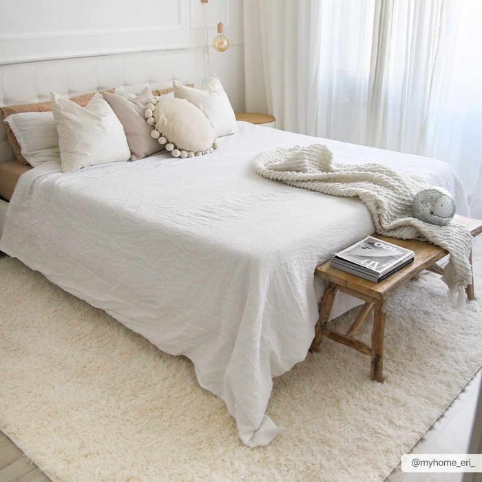 Modern Solid Ivory Plush Pile Moroccan style Washable Area Rug - The Rug Decor