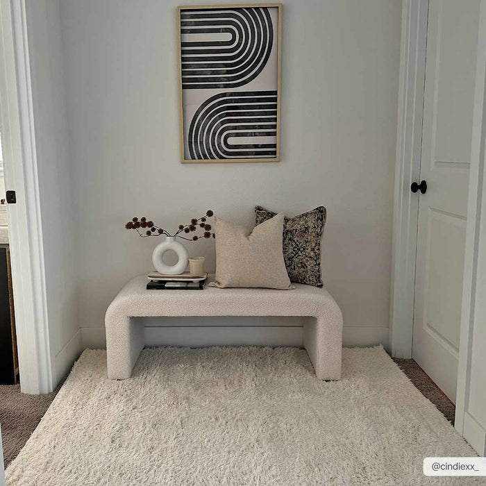 Modern Solid Ivory Plush Pile Moroccan style Washable Area Rug - The Rug Decor