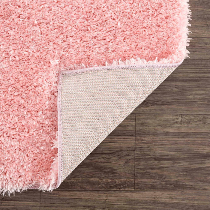 Modern Solid Pink Plush Pile Moroccan Style Washable Area Rug - The Rug Decor