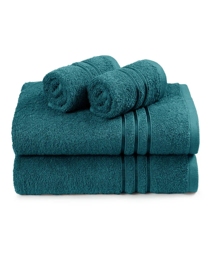Moment Gold Towels 4Pc Set, Dark Aqua | 400GSM 100% Cotton