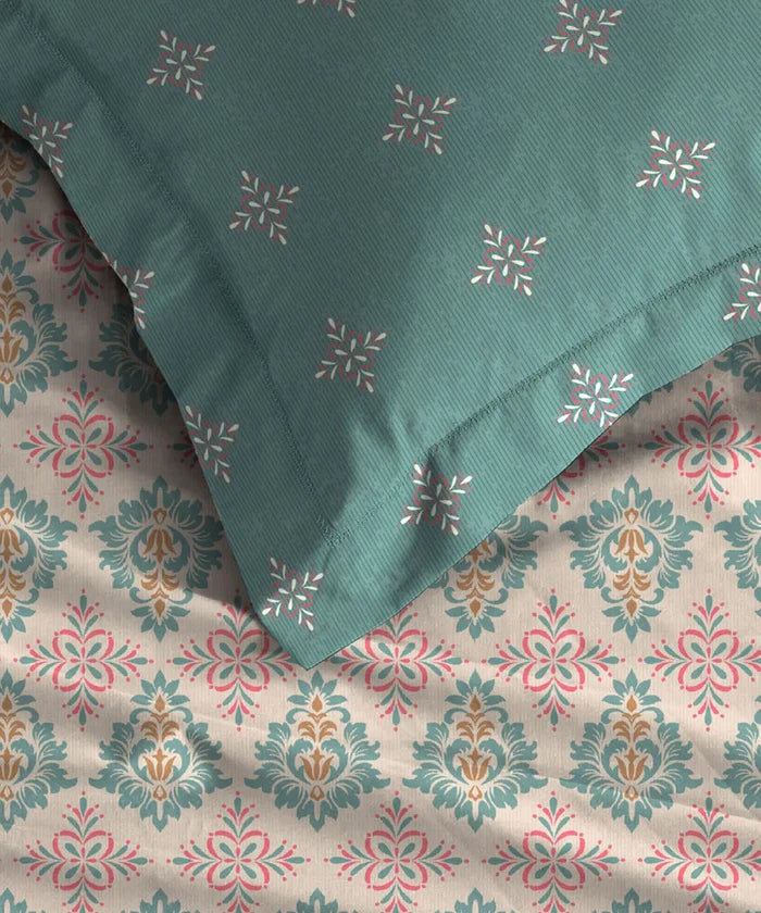 Moments Queen Bedsheet Set, Clara Pink|120 TC Cotton