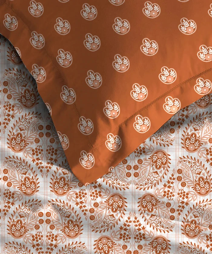Moments Queen Bedsheet Set, Diana Rust|120 TC Cotton