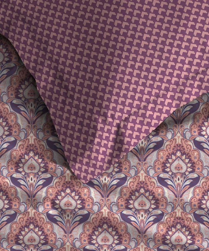 Moments Queen Bedsheet Set, Evelyn Mauve |120 TC Cotton