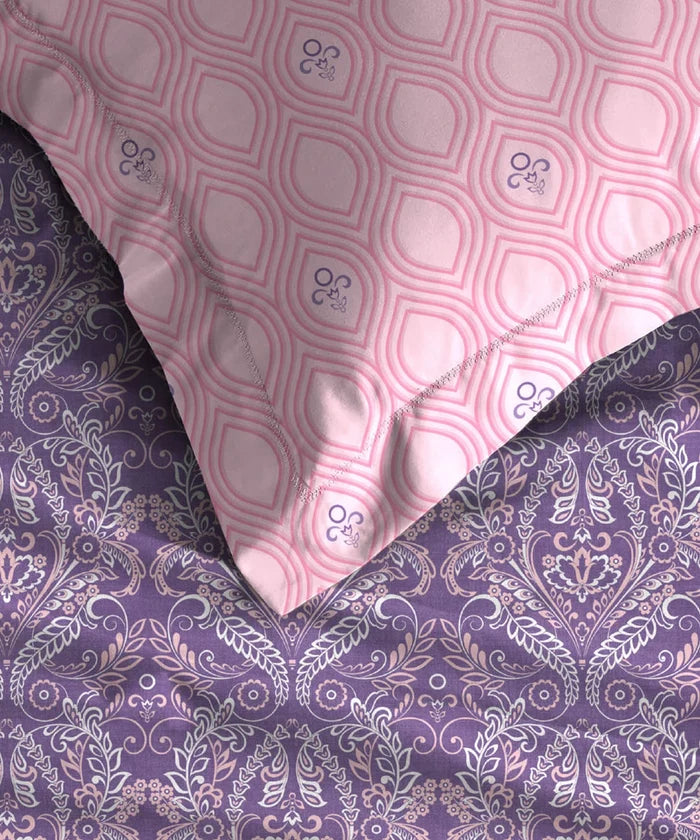 Moments Queen Bedsheet Set, Irene Purple |120 TC Cotton