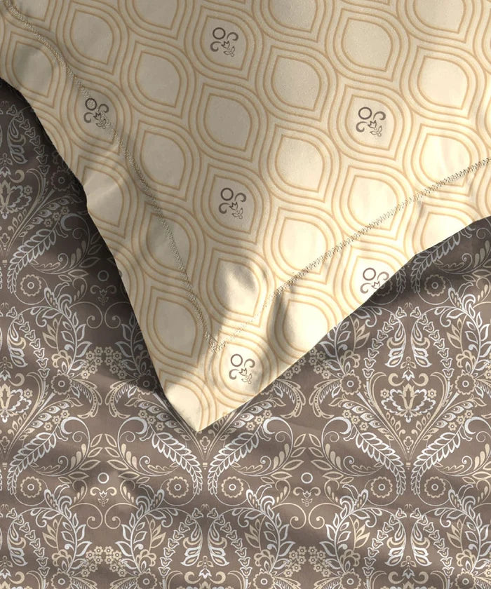 Moments Queen Bedsheet Set,Irene Mocha |120 TC Cotton