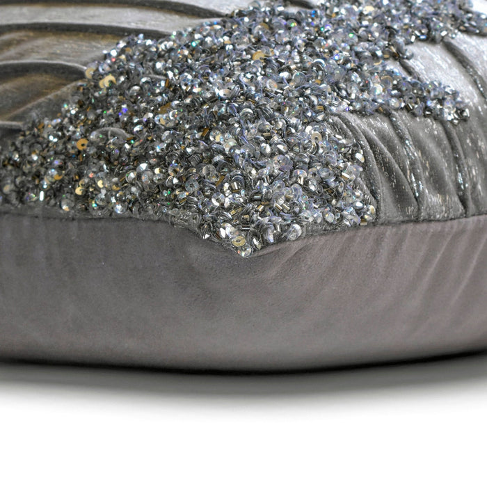 Moonlit Glitter - Silver Jacquard Throw Pillow Cover