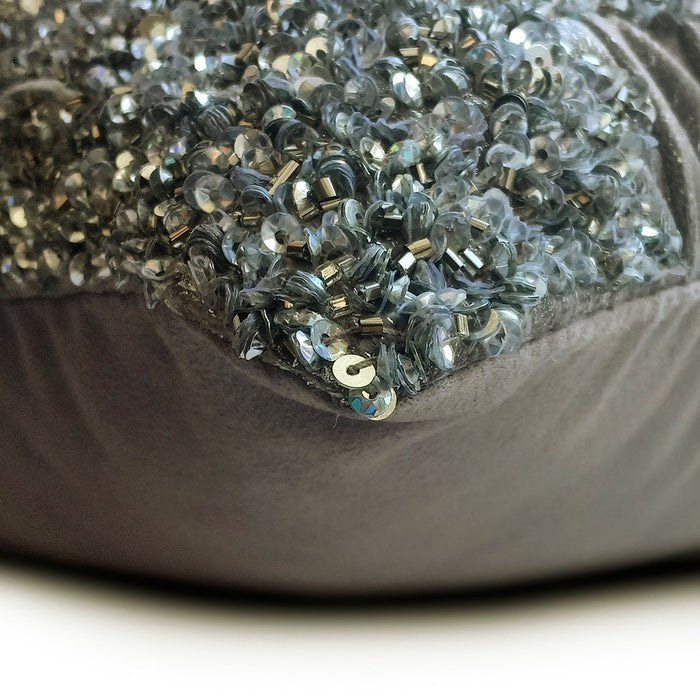 Moonlit Glitter - Silver Jacquard Throw Pillow Cover