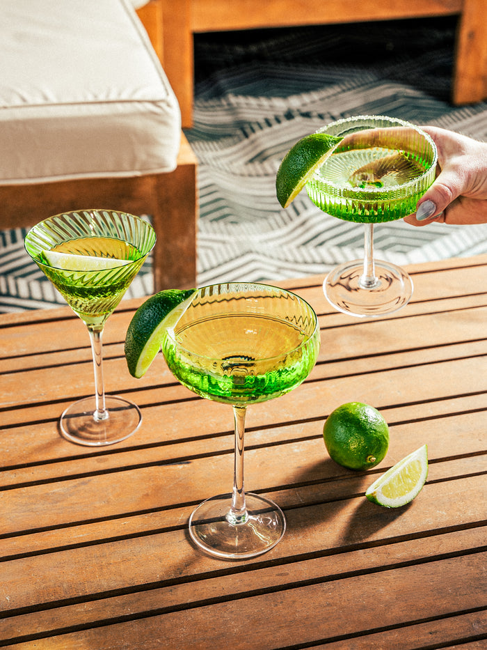 Moss Coupe Cocktail Glass, Stripe