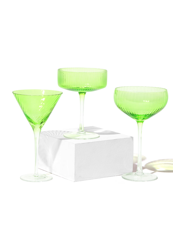 Moss Coupe Cocktail Glass, Stripe