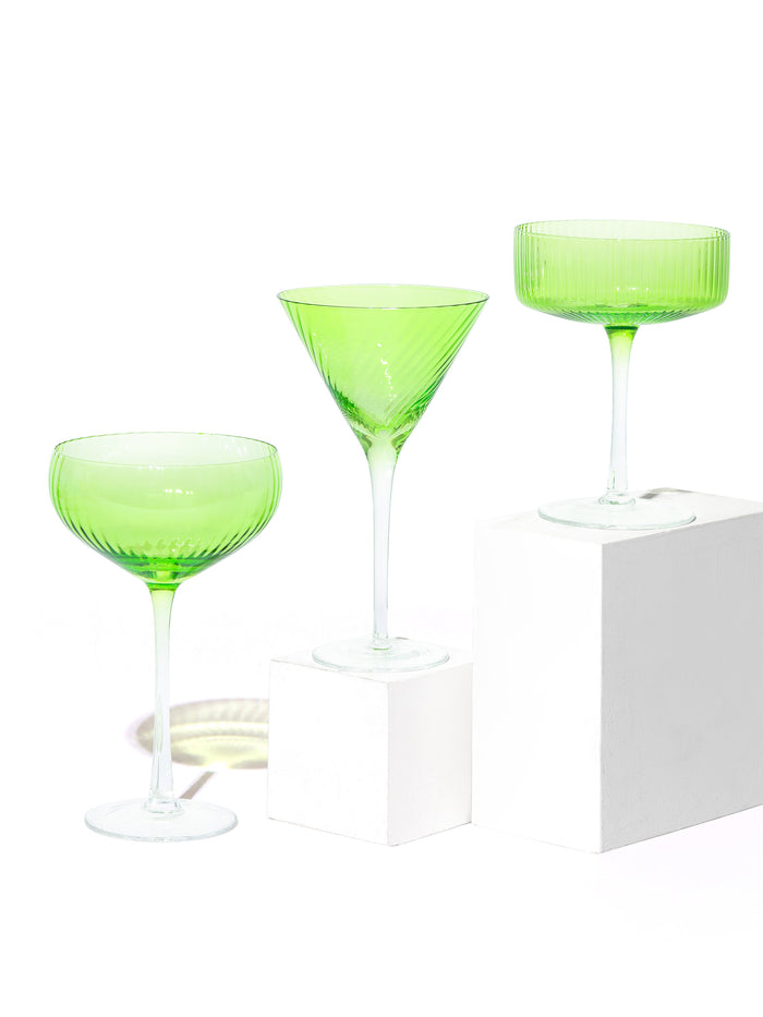 Moss Coupe Cocktail Glass, Stripe