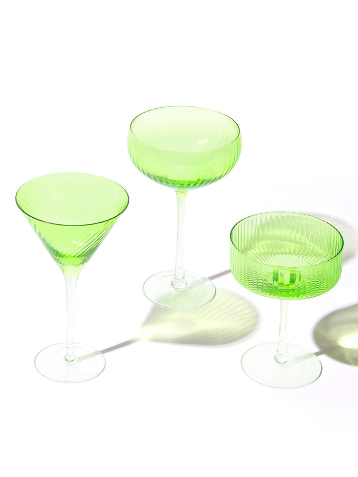 Moss Coupe Cocktail Glass, Stripe