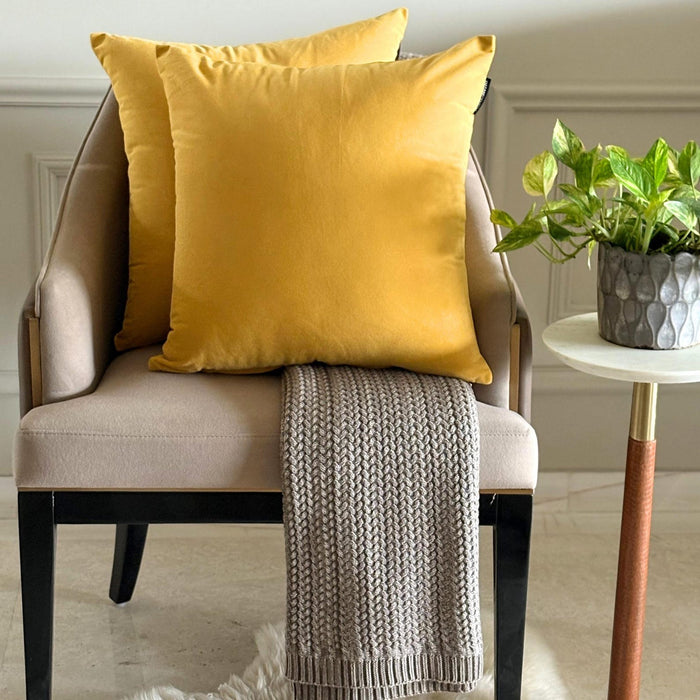 Mustard Yellow Velvet Throw Pillow Cover