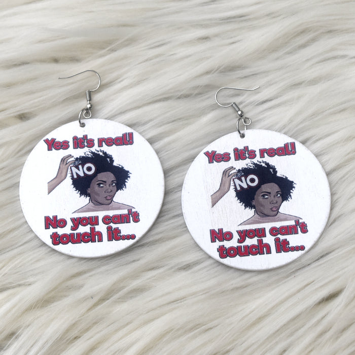Natural Hair  Wooden Earring, earring - Rufina Designs