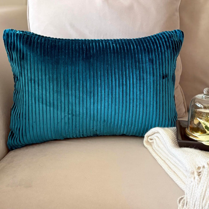 Navy Blue Velvet Throw Pillow Cover - Navy Blue Lines