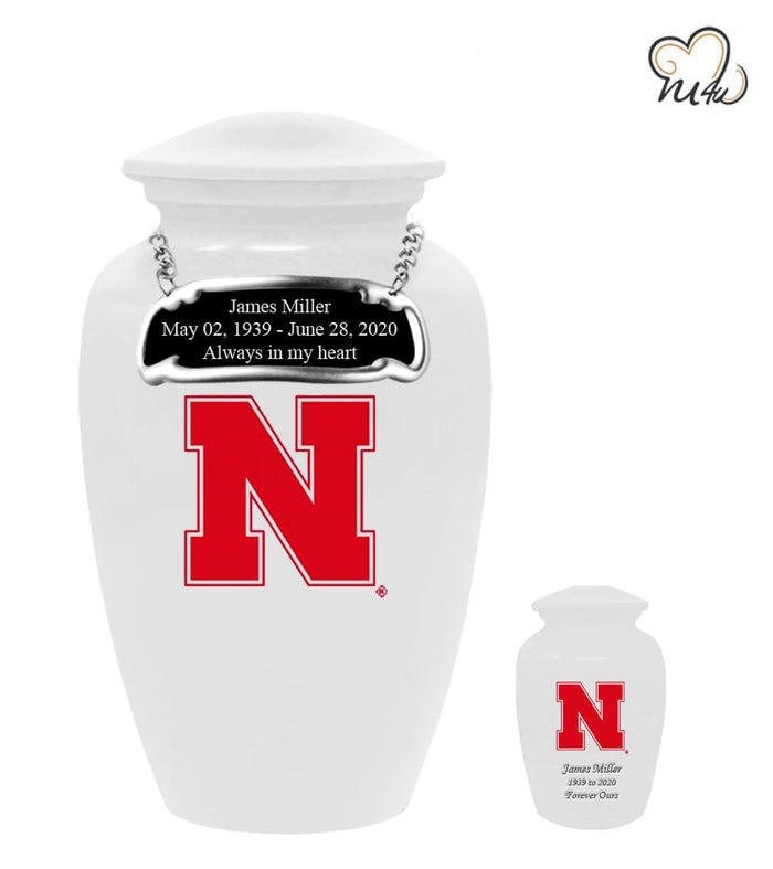 Nebraska University Cornhuskers College Cremation Urn - White - ExquisiteUrns