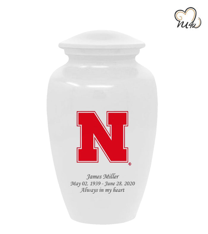 Nebraska University Cornhuskers College Cremation Urn - White - ExquisiteUrns