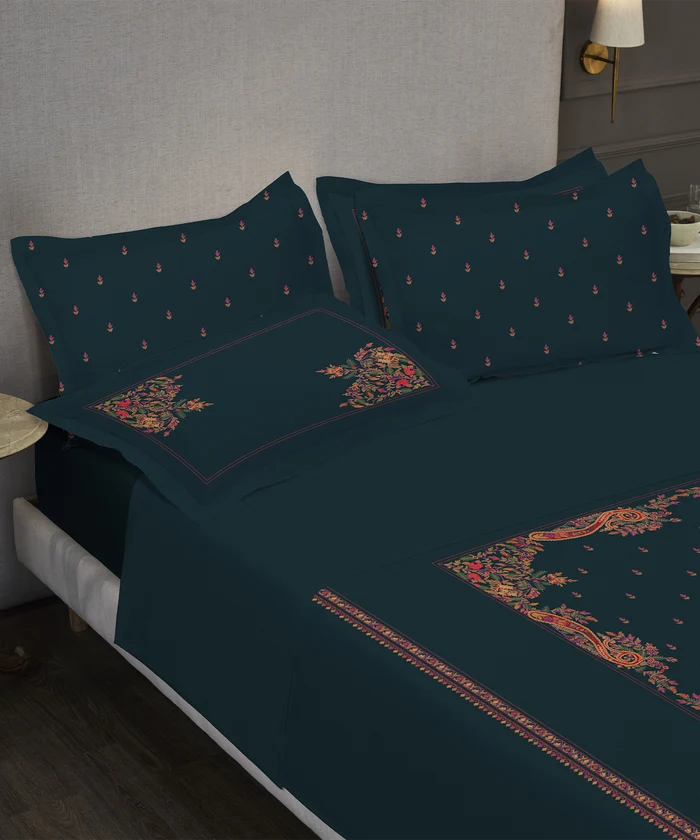 Nectarsoft Elite King Bedsheet Set, Moonlight Bloom| 400 TC Cotton| 4 Pillow Covers