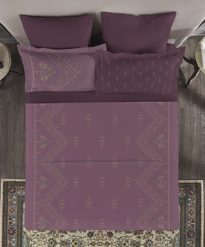 Nectarsoft Elite King Bedsheet Set, Rose Dust| 400 TC Cotton| 4 Pillow Covers