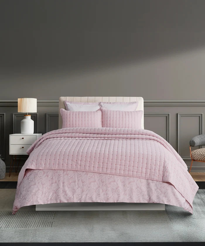 Nectarsoft Italian Retreat King Bedcover Set, Blush|90 GSM Cotton|3 Pc Set