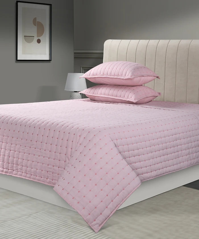 Nectarsoft Italian Retreat King Bedcover Set, Blush|90 GSM Cotton|3 Pc Set
