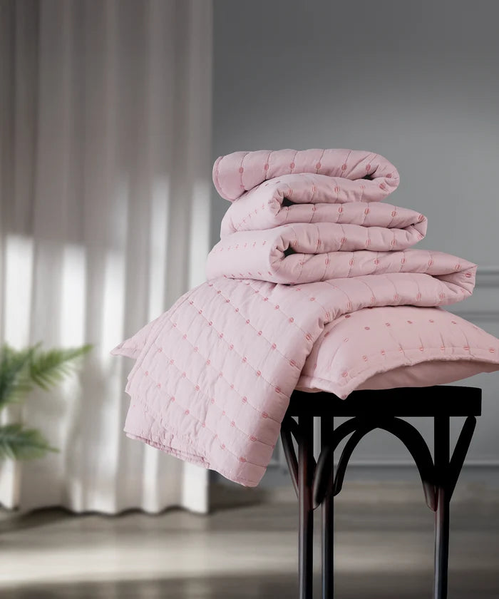 Nectarsoft Italian Retreat King Bedcover Set, Blush|90 GSM Cotton|3 Pc Set