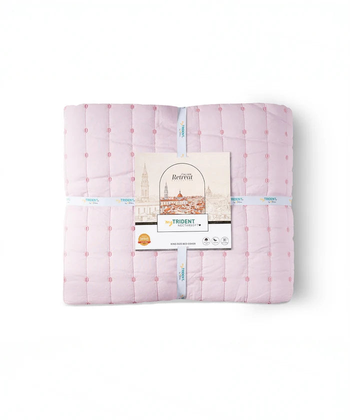 Nectarsoft Italian Retreat King Bedcover Set, Blush|90 GSM Cotton|3 Pc Set