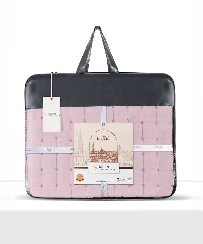 Nectarsoft Italian Retreat King Bedcover Set, Blush|90 GSM Cotton|3 Pc Set