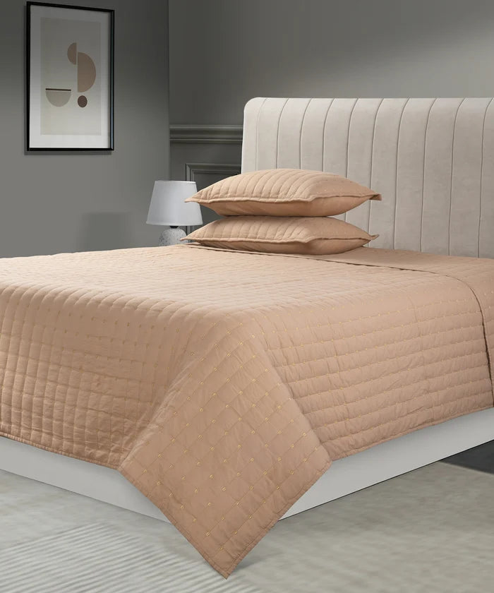 Nectarsoft Italian Retreat King Bedcover Set, Mocha|90 GSM Cotton|3 Pc Set