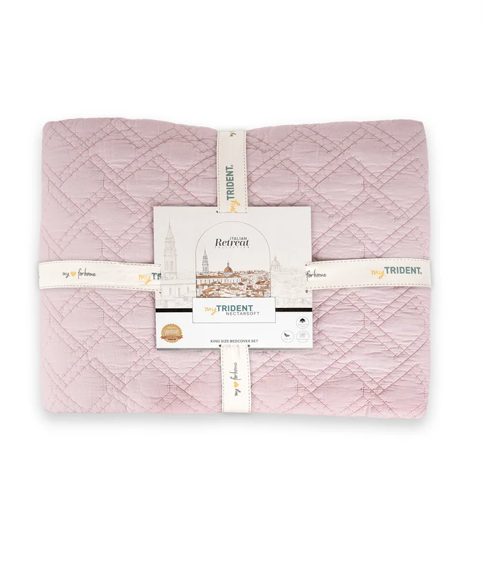 Nectarsoft Italian Retreat King Bedcover Set, Primrose|90 GSM Cotton|3 Pc Set