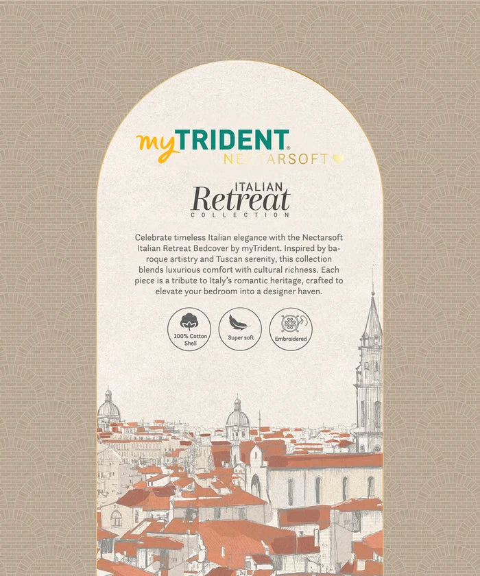 Nectarsoft Italian Retreat King Bedcover Set, Primrose|90 GSM Cotton|3 Pc Set