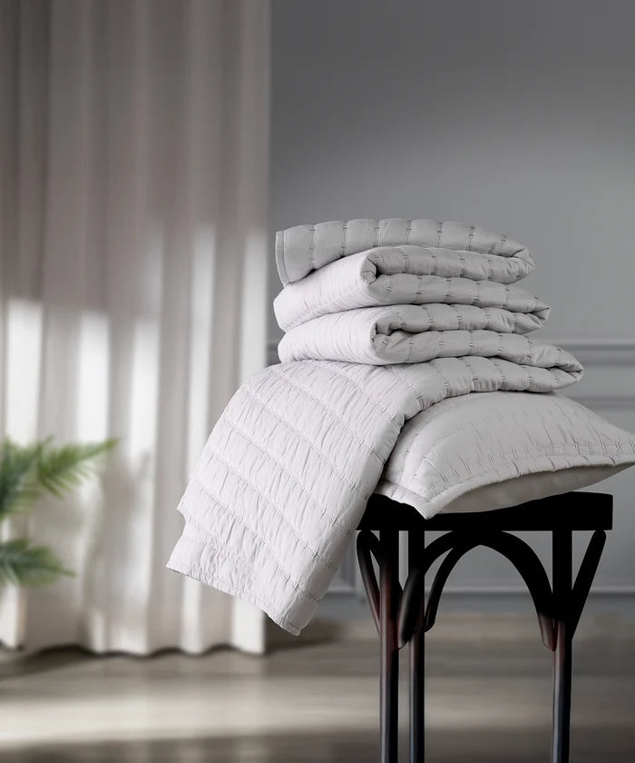 Nectarsoft Italian Retreat King Bedcover Set, S Grey|90 GSM Cotton|3 Pc Set