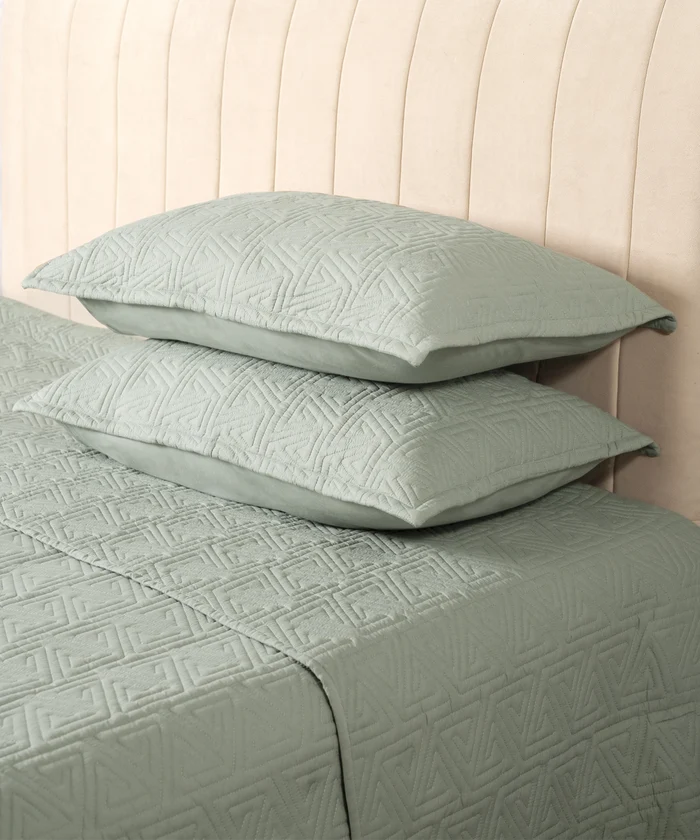 Nectarsoft Italian Retreat King Bedcover Set, Seafoam|90 GSM Cotton|3 Pc Set