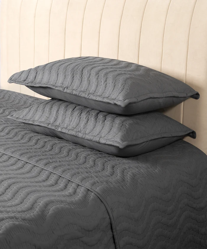 Nectarsoft Italian Retreat King Bedcover Set, Slate|90 GSM Cotton|3 Pc Set