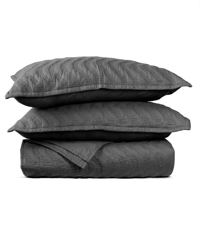 Nectarsoft Italian Retreat King Bedcover Set, Slate|90 GSM Cotton|3 Pc Set