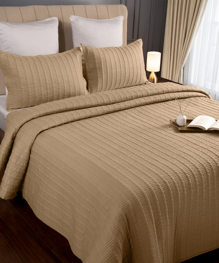Nectarsoft Italian Retreat King Bedcover Set,Warm Taupe|90 GSM Cotton|3 Pc Set