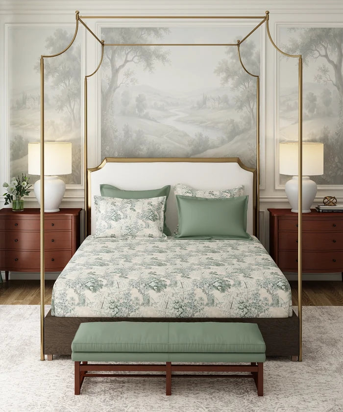 Nectarsoft Italian Retreat King Bedsheet, Amore|400 TC Cotton|4 Pillow Covers
